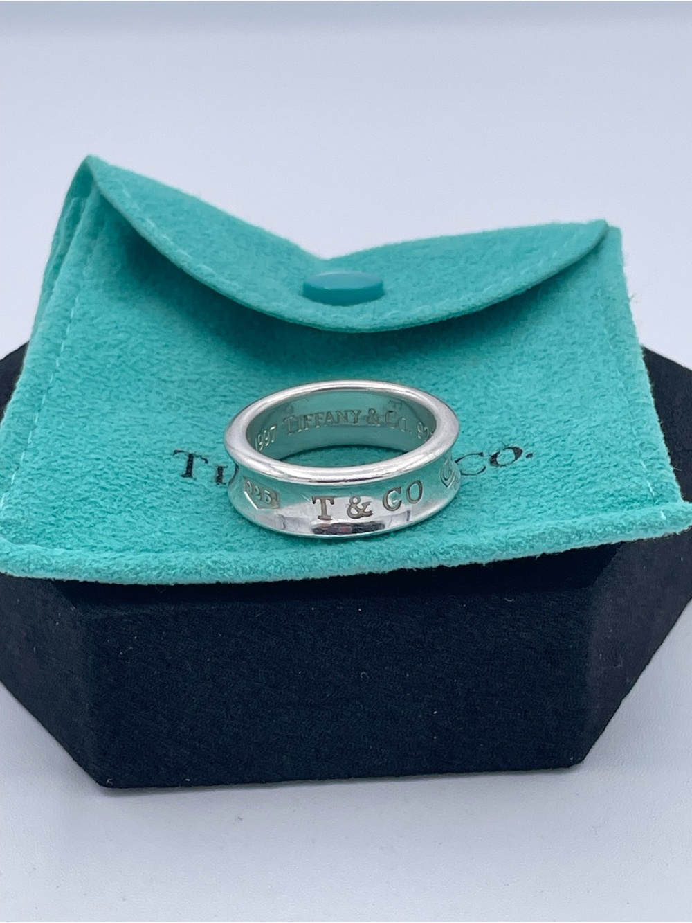 Tiffany & Co. 1837 Sterling Silver 925 Medium Band Ring 1997 Luxury Estate size6 - Picture 7 of 7